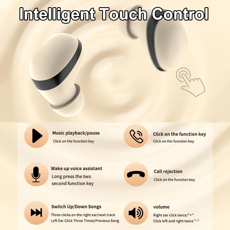 Bluetooth 5.3 Mini Headphones Invisible Earbuds TWS Wireless Headsets HiFi Stereo Sports Noise Reduction Earphones_voghion.com