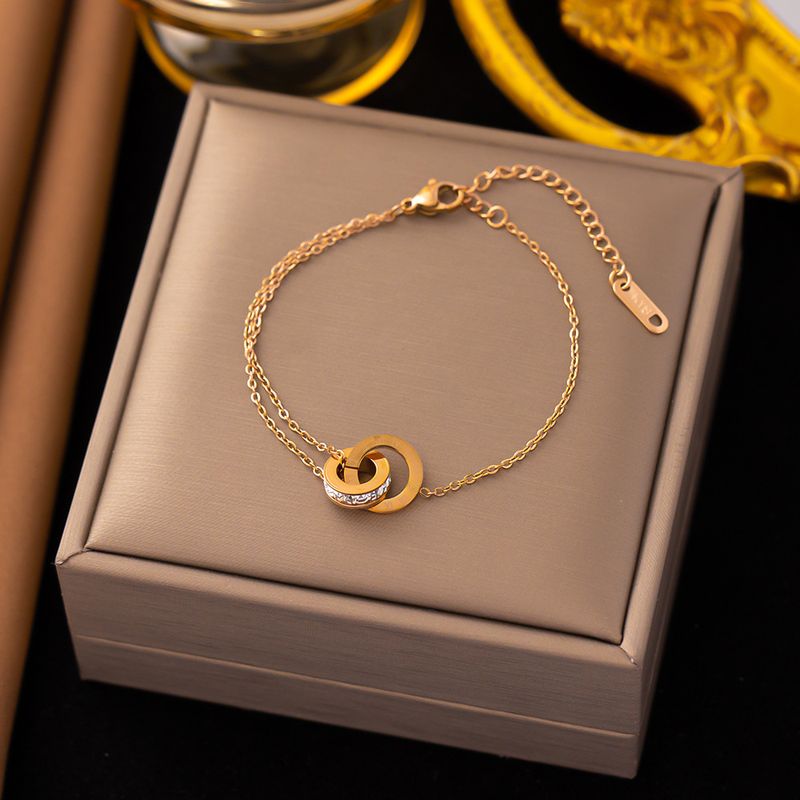 Roman Double Ring Necklace, Women's Titanium Steel Full Diamond Collarbone Chain, Fashionable, Versatile, High-end And_voghion.com