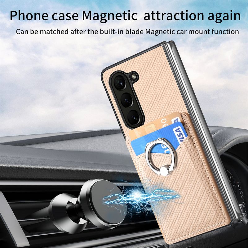 TechGlobe Compatible Samsung Fold7 Holder Phone Case Ring Stand Card Slot Multi-Function Z Fold 40% Off Screen Protector_voghion.com