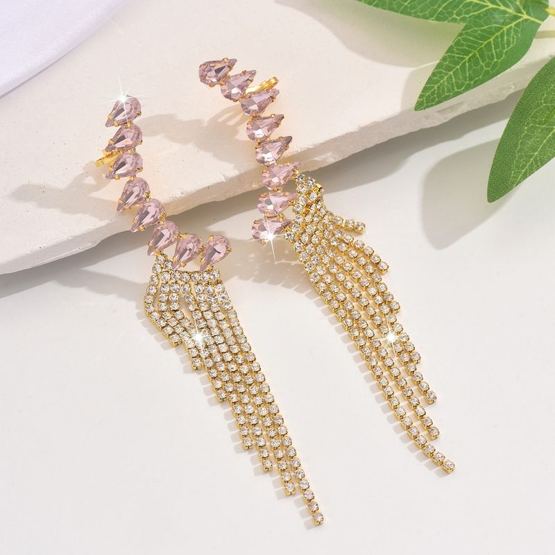 Unisex Earrings Personalized Tassel Earrings Fashionable Temperament Super Flash Diamond Claw Chain Earrings_voghion.com