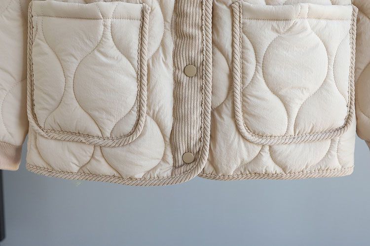 Corduroy Patchwork Quilted Jacket Winter Women Clothing Parkas Warm Cotton-padded Jacket Lightweight Coat Single-breasted Tops_voghion.com