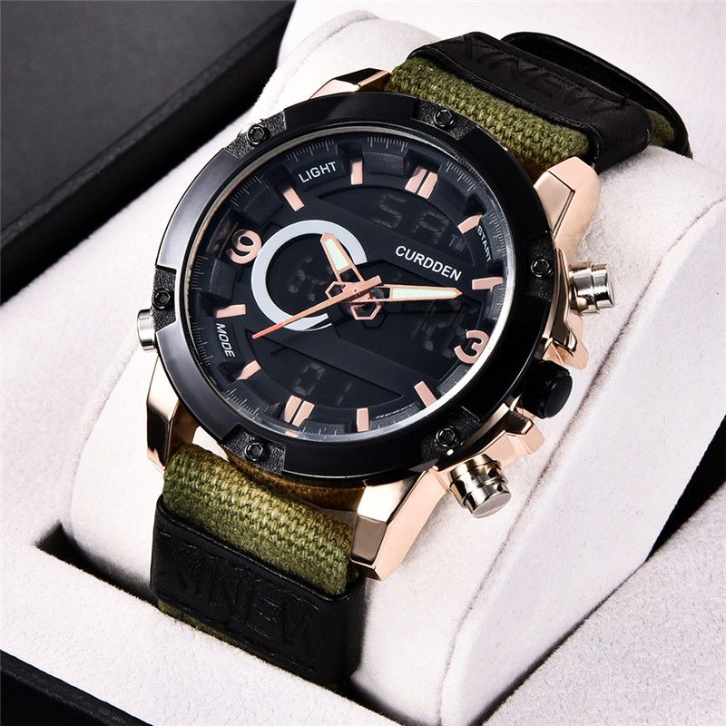 Men's Sport Watch With Analog-Digital Display, GMT Function, Date & Week Indicator, Luminous Hands, PU Leather Strap, Alloy Case_voghion.com