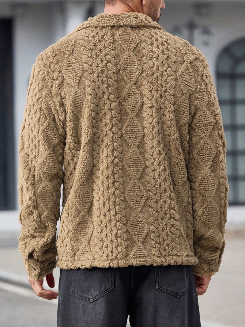 Men's Fleece Jacket - Winter Warm Sherpa Lined Coat, Vintage Loose Fit Casual Outerwear (S-XXL, Brown)_voghion.com