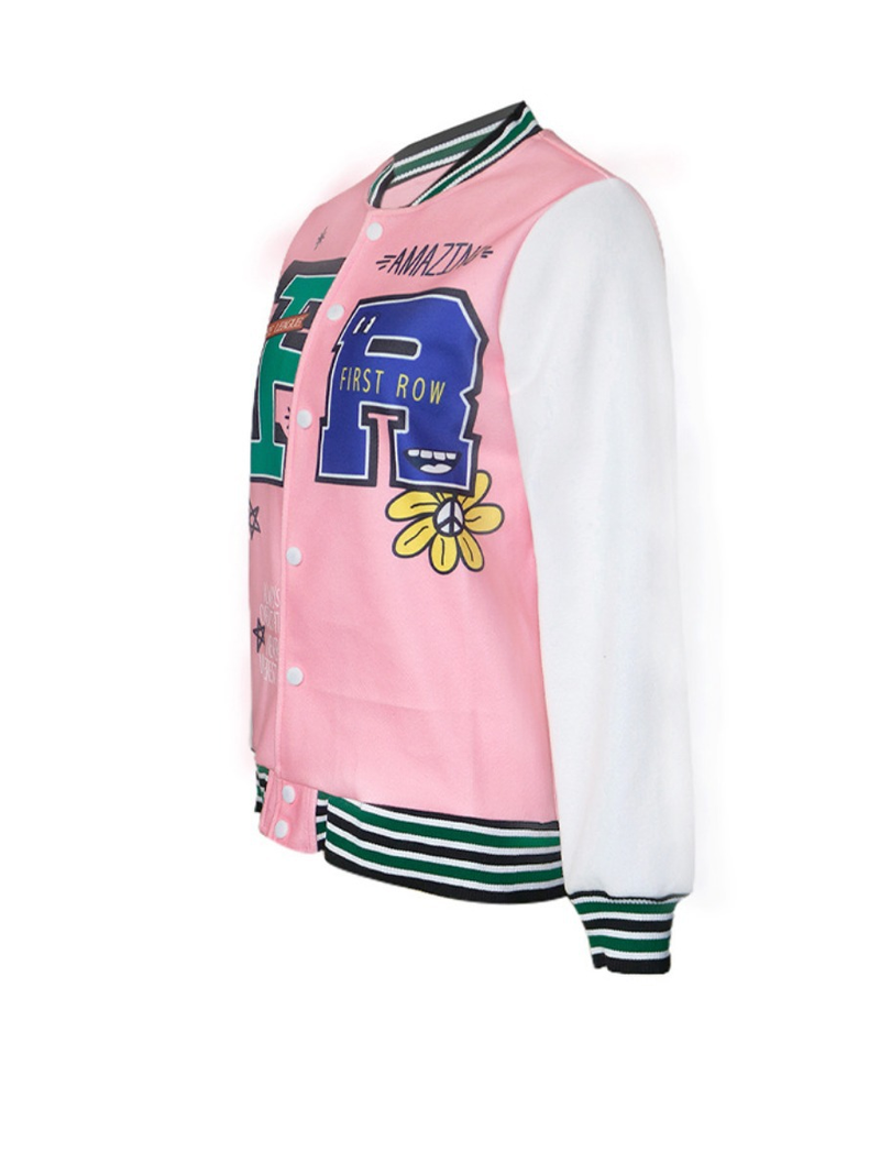 large size women's clothing casual letter print thread stitching jacket_voghion.com