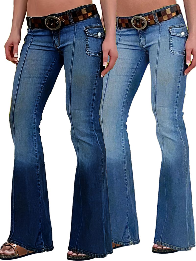 Jean évasé taille haute pour femme – Denim vintage avec patte d'éléphant rétro (S-2XL, confort extensible)_voghion.com