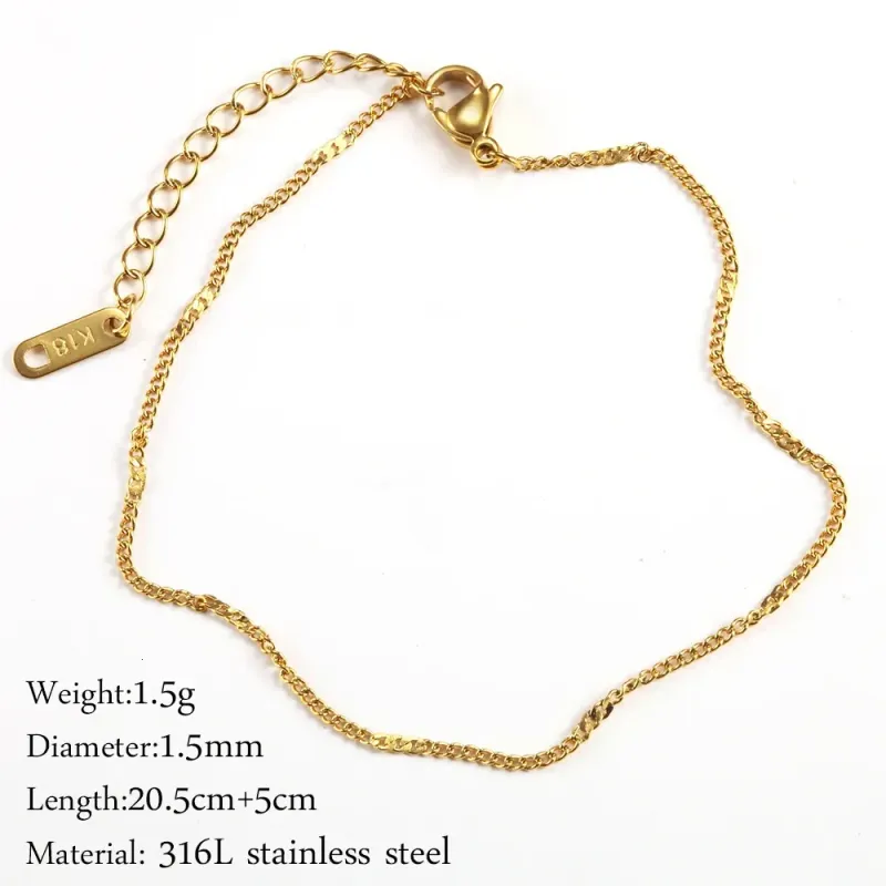 Stainless Steel Delicate Womens Anklet Gold Chain Bracelet Do Not Fade On The Legs 241210_voghion.com