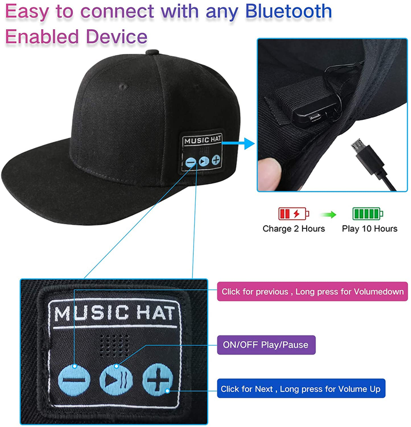 Multifunksjonell utendørs lue med Bluetooth-høyttalere Avtakbar trådløs justerbar musikkbaseballhette Løpesportsgave_voghion.com