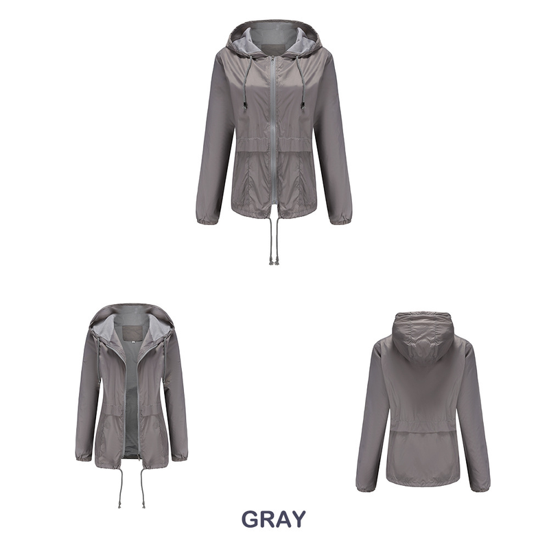 Dameskleding Nieuw lichtgewicht gaasjack met capuchon, buitenregenjas, kort windjack vest_voghion.com