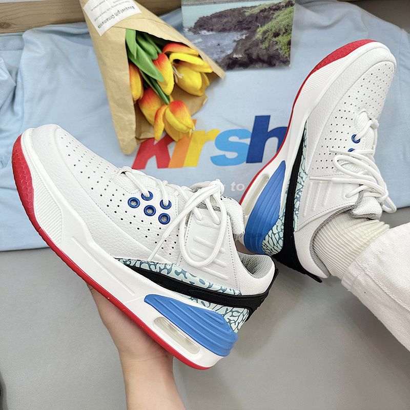 2025 Spring New Ins White Moon Basketball Sneakers Unisex Versatile Couple Cushion Color Block Soft Sole Running Shoes_voghion.com
