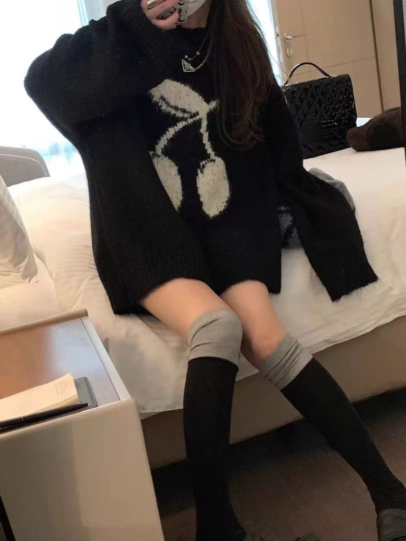 Niche Design Embroidered Loose Lazy Style Wool Sweater Women's Base Layer Autumn Winter New Knitted Top_voghion.com