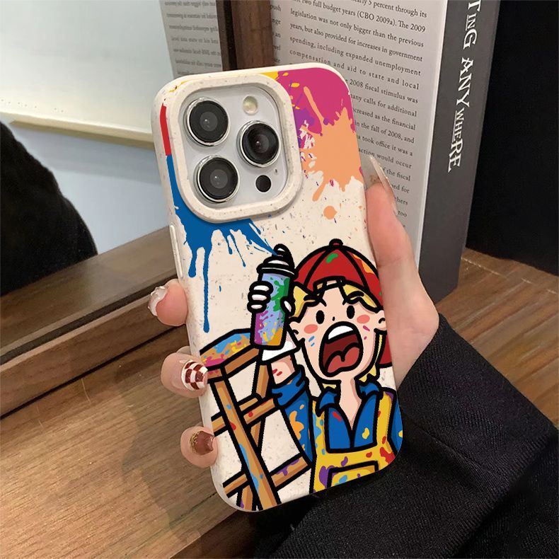 Graffiti Boy IPhone 15 Phone Case 14promax Silicone 13PRO Advanced 12/11/XR Anti Drop_voghion.com