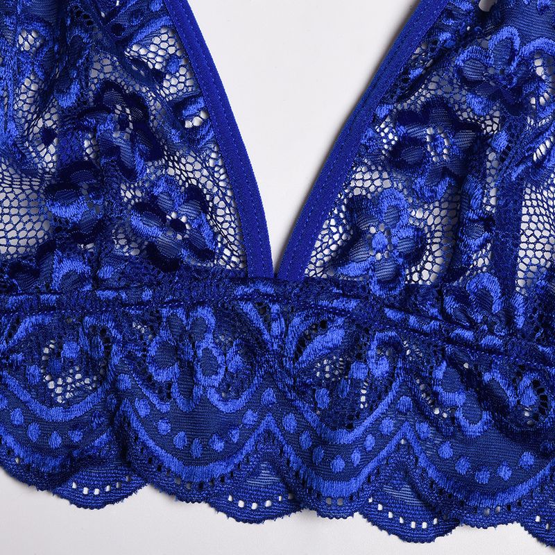 Women's Intimates New Bow Deep V Jacquard Two Piece Sexy Lingerie_voghion.com