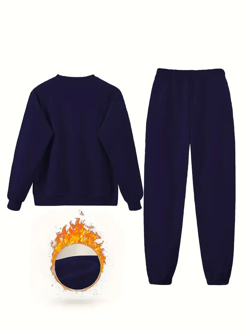 Tuta da donna stampata in due pezzi, con maglia a maniche lunghe e pantaloni con coulisse in vita, abbigliamento sportivo casual per primavera e autunno._voghion.com