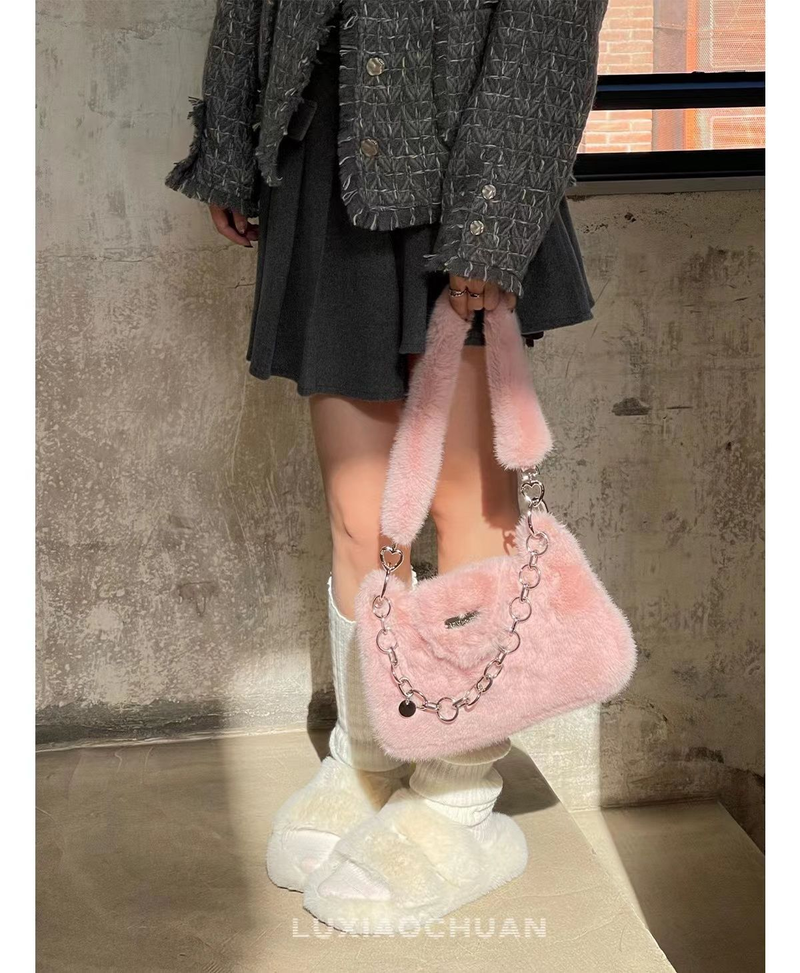 Y2K filles épicées haute qualité aisselles croix corps chaîne décontracté mignon sac en peluche fille_voghion.com
