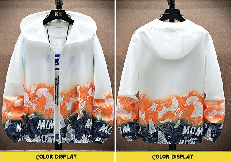 New ultra-thin breathable ice silk summer men's sun protection pattern gradient windbreaker cardigan jacket_voghion.com