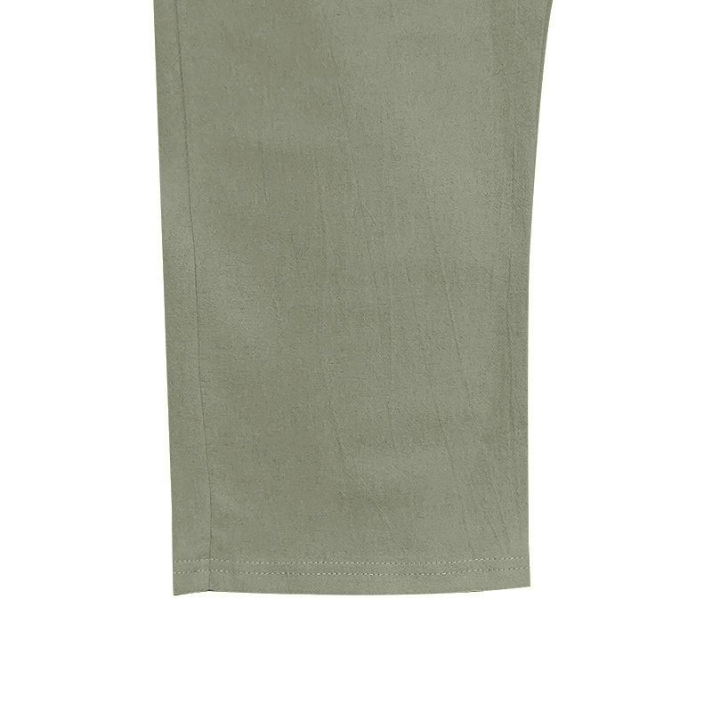 Pantaloni casual da spiaggia a vita alta con spalline dritte in cotone e lino, nuovi alla moda per uomo, primavera e autunno_voghion.com