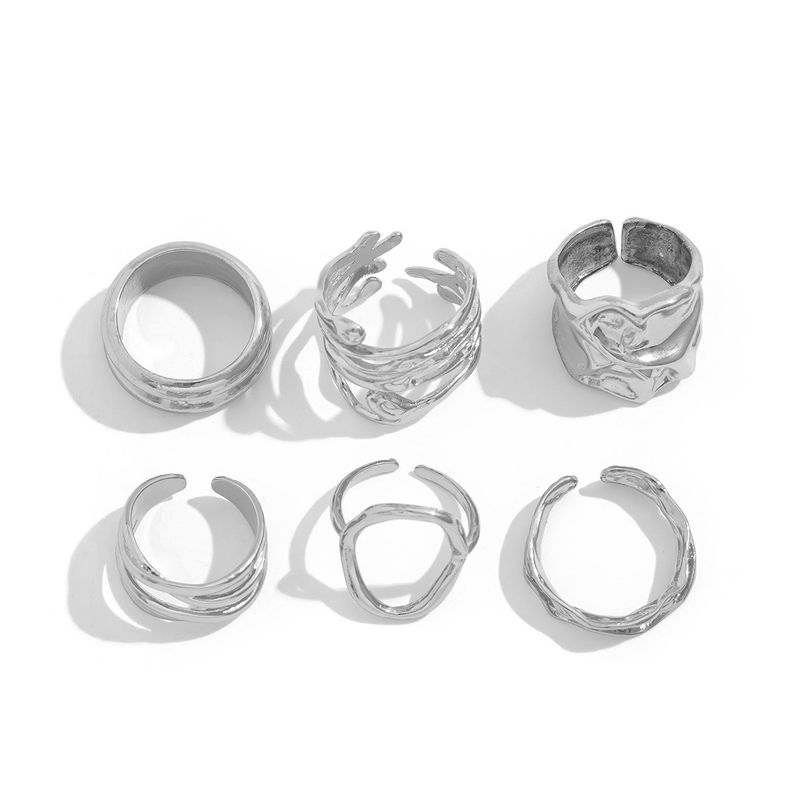 ins liquido linea geometrica anello aperto nicchia design irregolare lava anello mano gioielli donna_voghion.com