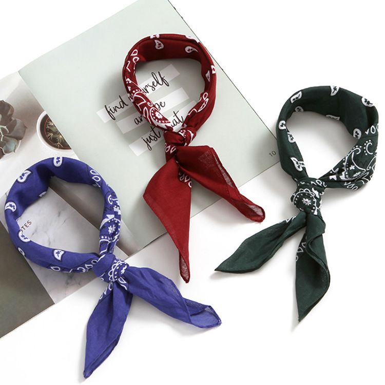 Sciarpa quadrata in cotone stampato con fiore di ameba e anacardi, bandana da street dance per uomo e donna, opera d'arte decorativa_voghion.com