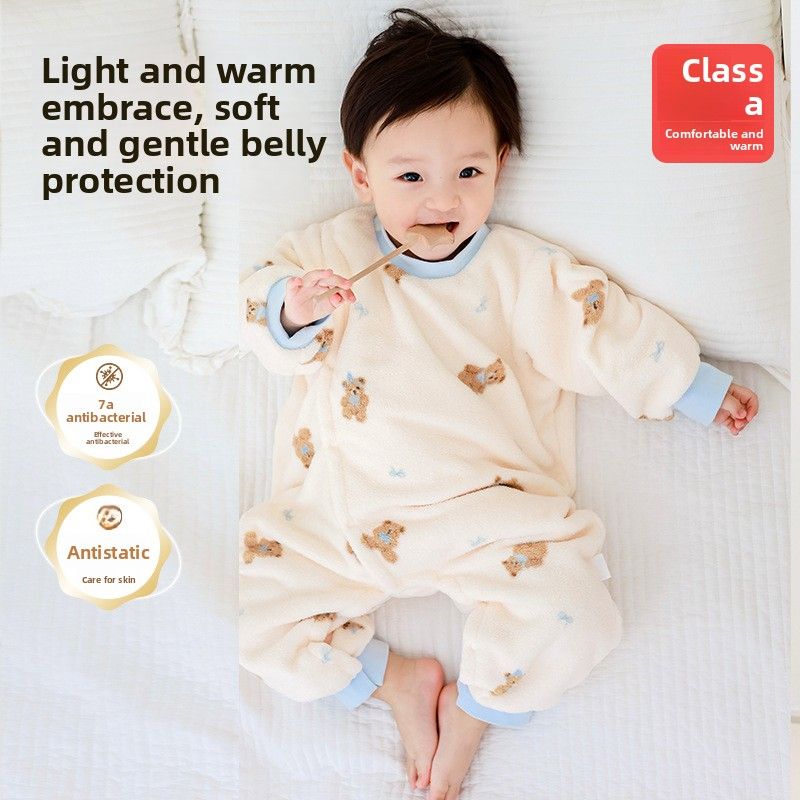 Baby-Einteiler aus dickem Fleece, Kinderpyjama für Herbst und Winter, warmer Baby-Schlafsack, Loungewear der Klasse A_voghion.com