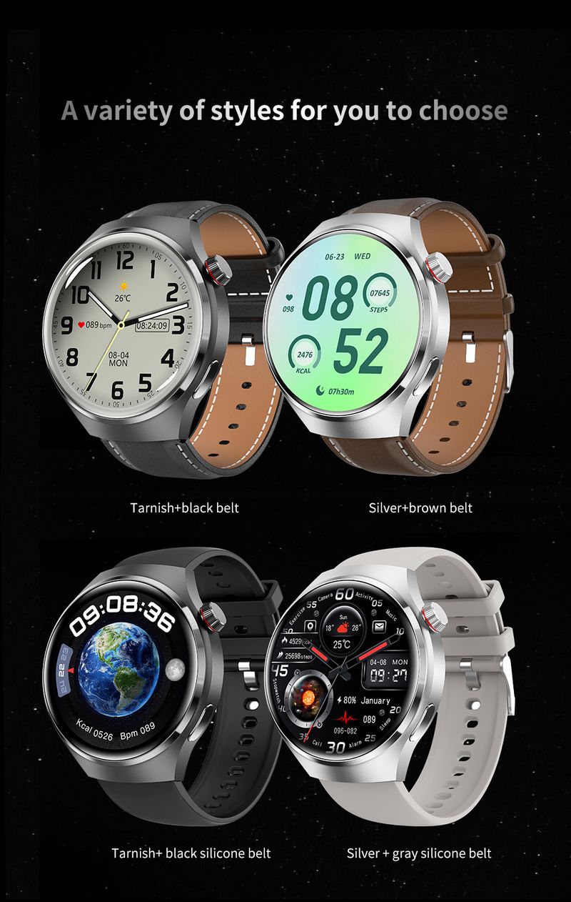 2024 Nouvelle montre intelligente Moniteur de santé de fréquence cardiaque Appel Bluetooth NFC GPS Tracker IP67 Montre intelligente étanche Hommes pour HUAWEI GT4 Pro_voghion.com