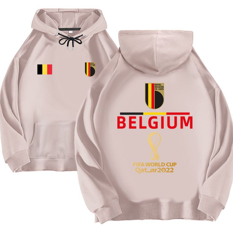 2022 World Cup Belgium National Flag Football Hoodie With Plush Autumn And Winter Loose Fit_voghion.com