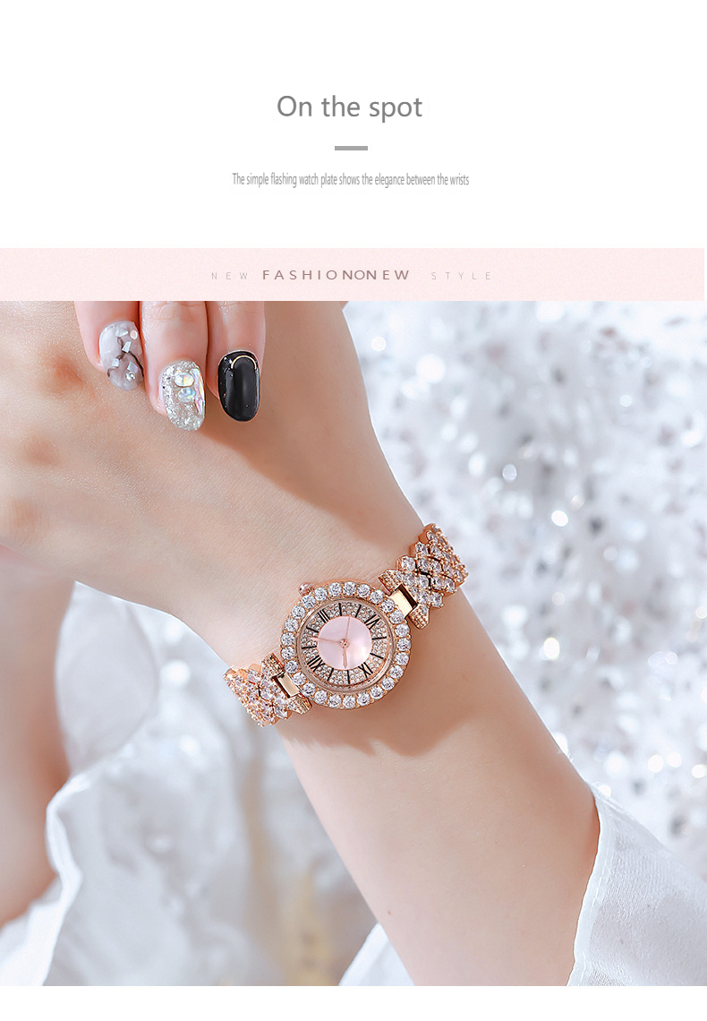 Diamant-Volldiamant-Armbanduhr, schlichter Diamant-Stil, modische Luxus-Quarz-Modeuhr_voghion.com