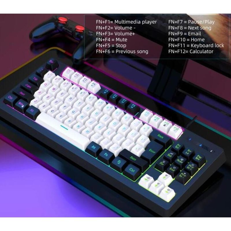 87-key Wired Gaming Keyboard Cool Mechanical Feel, RGB Colorful Lighting, Compatible With Computers, Laptops, And USB_voghion.com