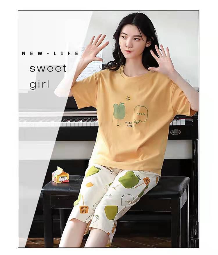 Sieviešu vasaras pidžamas, plus izmēra īsroku kapri bikses, vasaras sieviešu uzvalks, virsdrēbes, korejiešu stila, jaukas, mājas apģērbs, plānas_voghion.com