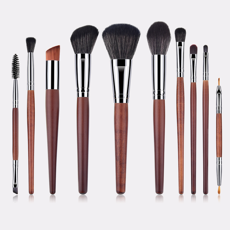 10-teiliges Make-up-Pinselset in Mahagonifarbe_voghion.com