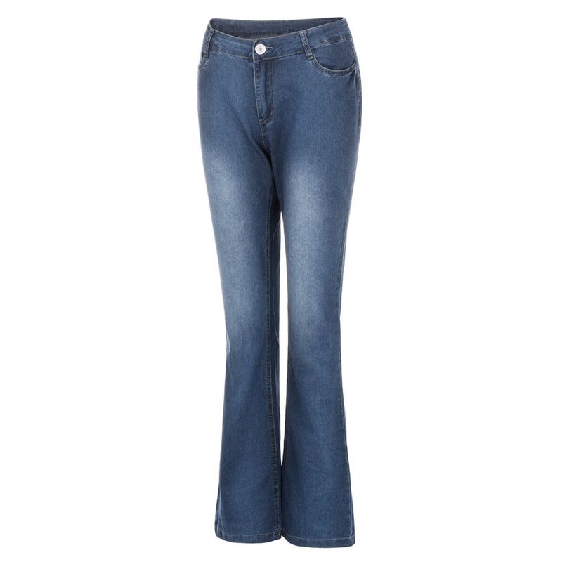 Retro Flare Jeans – Mid-Rise Stretch Bootcut Denim Pants For Women (Vintage Wash, Curve-Hugging Silhouette)_voghion.com
