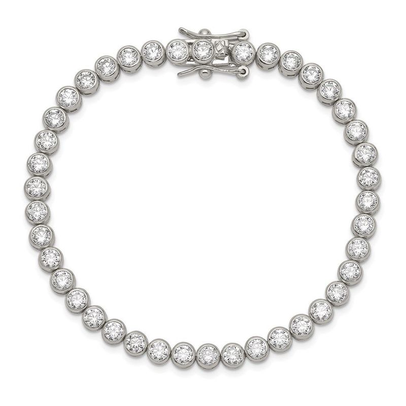 Sterling Silver Rhodium-plated CZ 7 Inch Tennis Bracelet_voghion.com