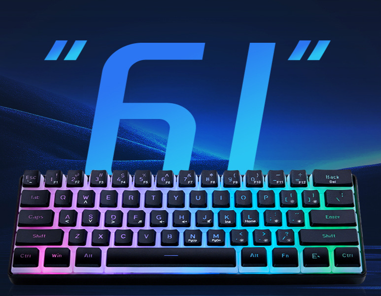 Cross-Border Wholesale 61-Key Gaming Lighted Business Office Mechanical Feel Portable Compact Computer Keyboard_voghion.com