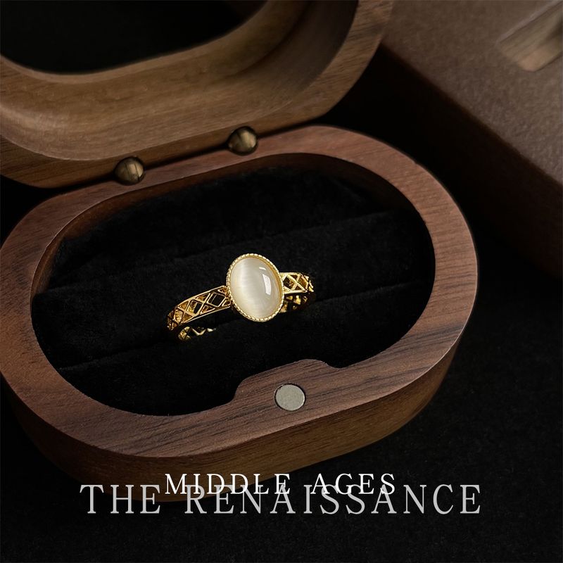 Anello regolabile per dito indice con pietra occhio di tigre, collezione vintage di smalto a goccia con zirconi artistici_voghion.com