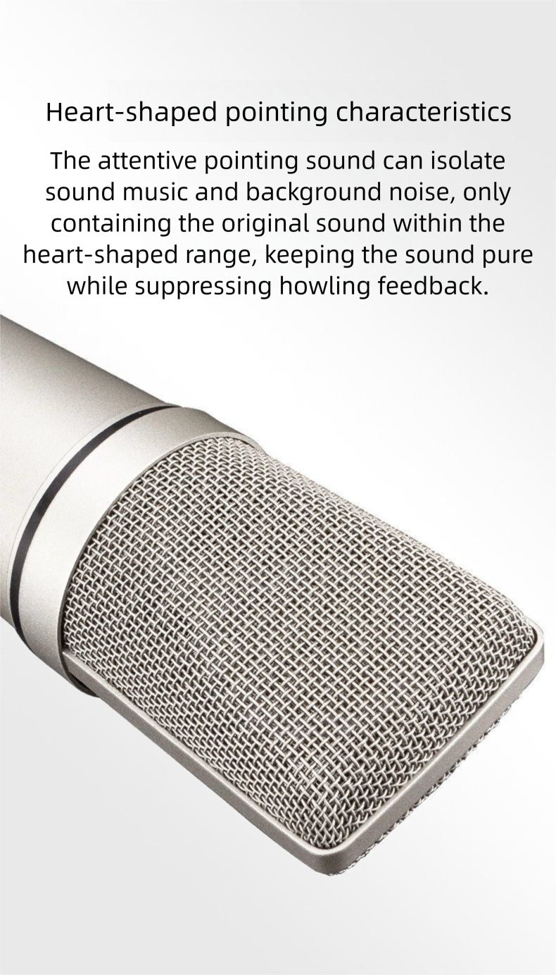 【5V】Plastic U87 Condenser 48V Large Diaphragm High Quality Internet Celebrity Live Streaming Singing Karaoke Dedicated External_voghion.com