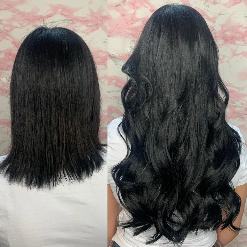 Extensii de păr ondulate, 50g, 20 buc, păr uman 100% natural, culoare naturală, adeziv, 26 inch, pentru femei de culoare_voghion.com