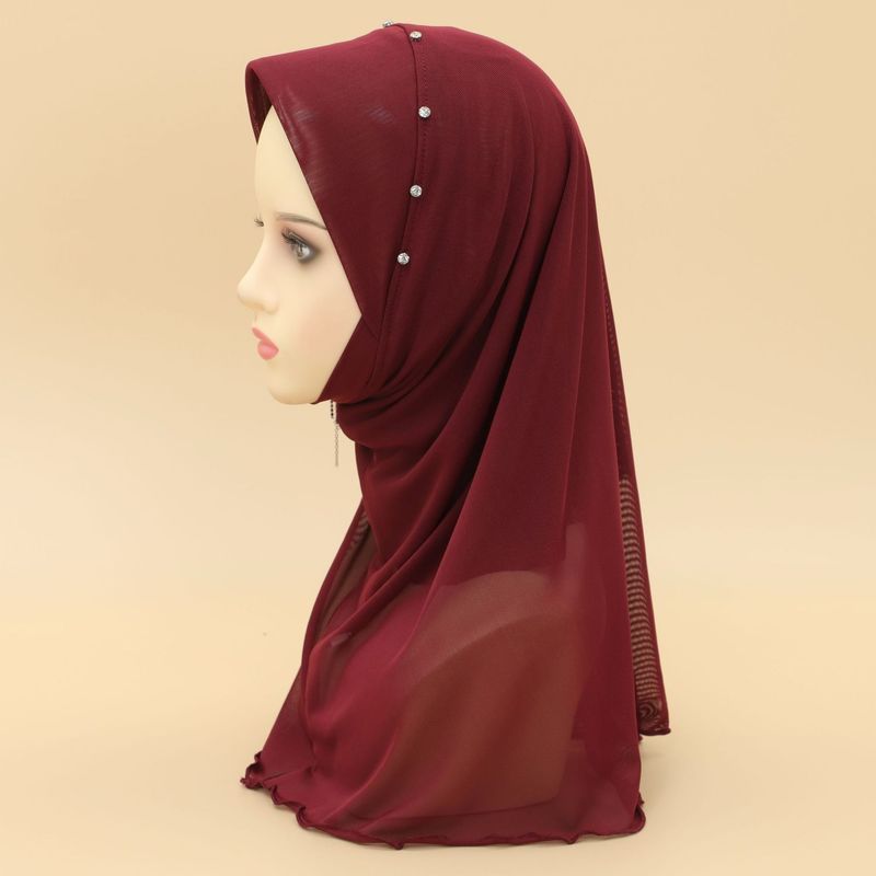 Dame hijab hotselgende ensfarget sløyfe dusk netting myk brem dame chiffon hodeskjerf skjerf_voghion.com