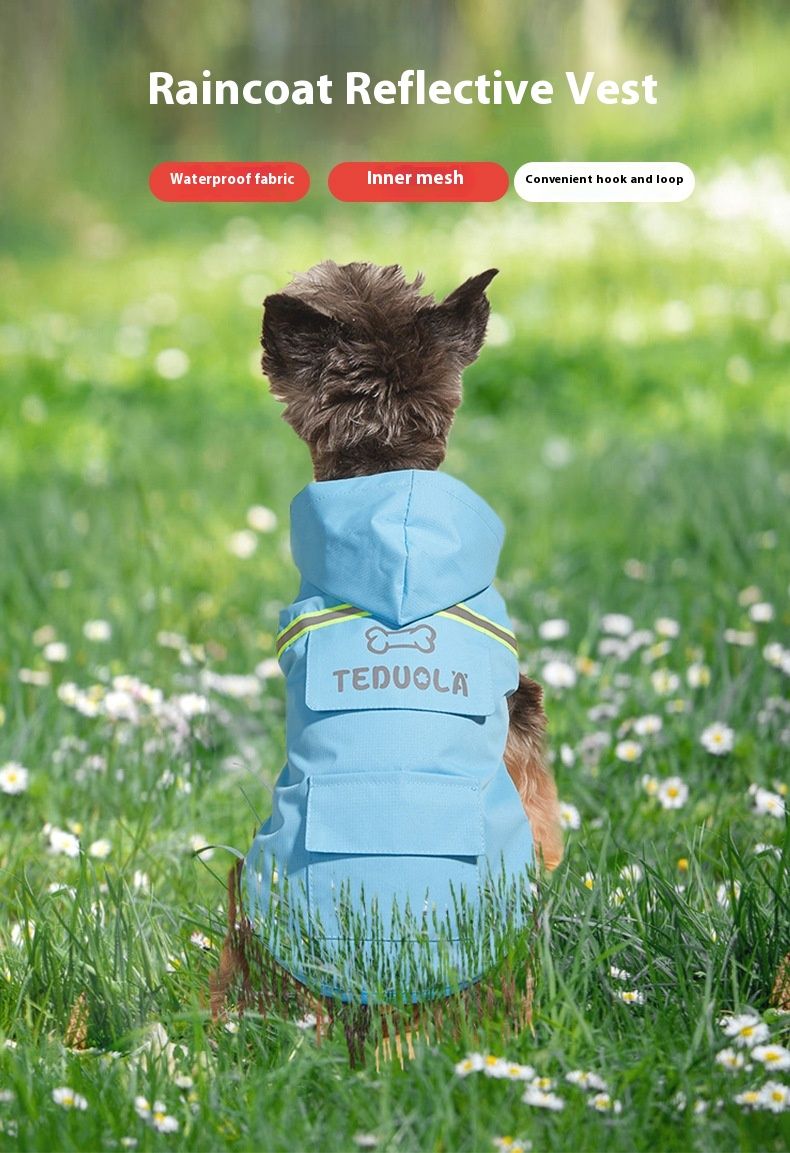 New Pet Clothing, Dog Reflective Raincoat Pocket Design, Waterproof Two Legged Clothing_voghion.com