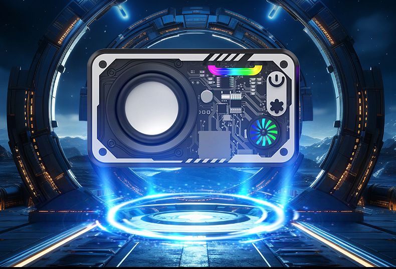 Altoparlanti portatili V1 Mecha Style Piccolo cannone in acciaio per esterni Portatile Net Celebrity Desktop Piccolo altoparlante multifunzione Subwoofer Suono_voghion.com