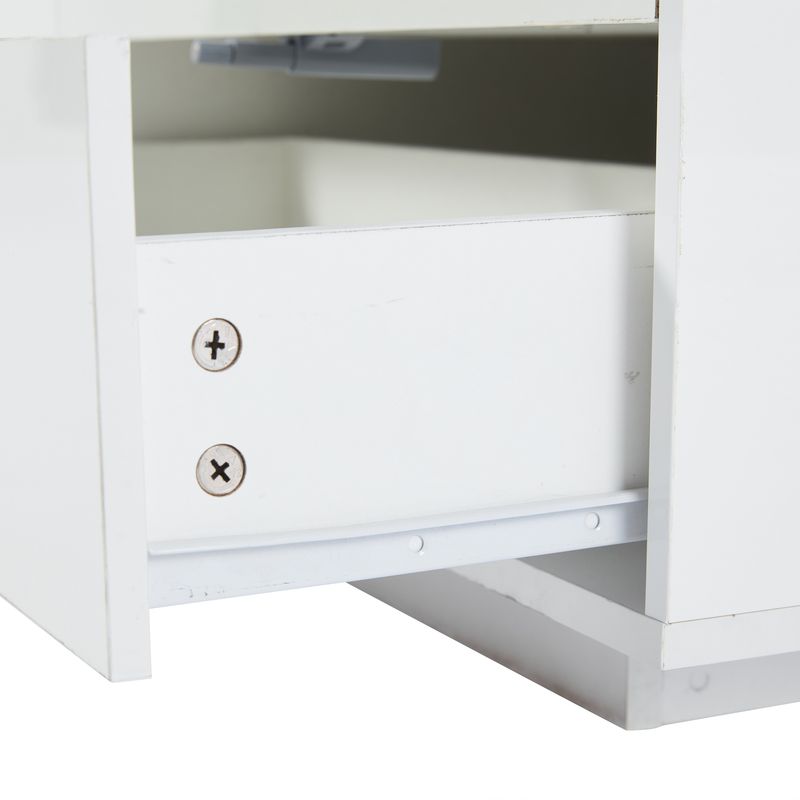 Table basse réglable en hauteur 95 x 48 x 42 cm avec rangement dissimulé, éclairage LED, tiroir et prise – Table d'appoint de salon blanche_voghion.com