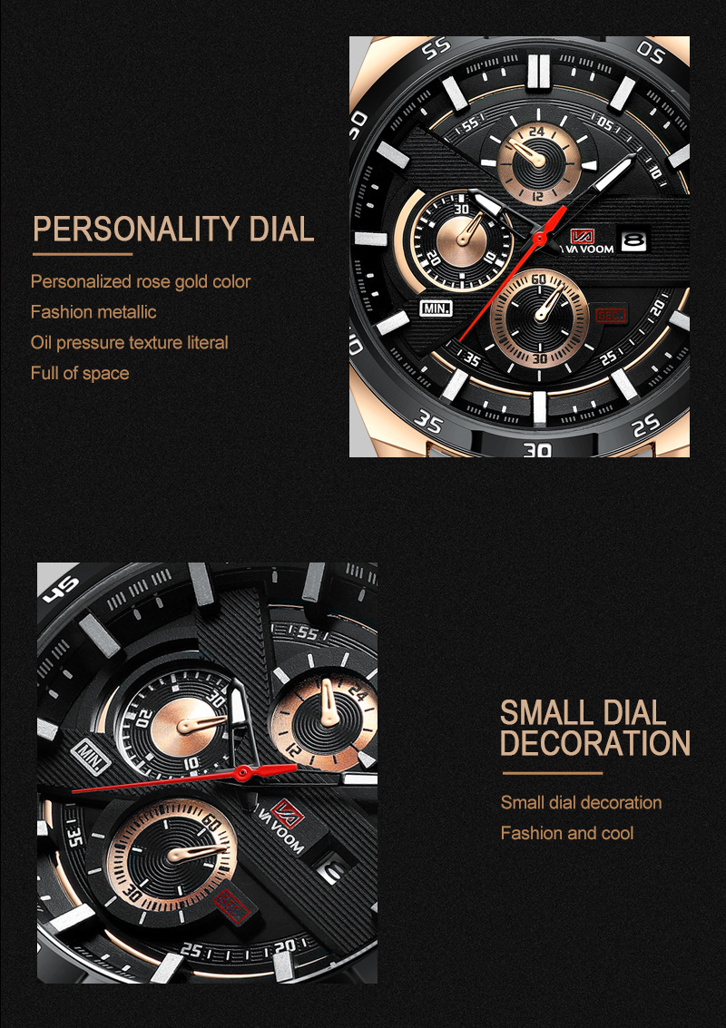 Men's Ryan Waterproof Stainless Steel Chain Quartz Watch Fashion Student Sports Business Casual Steel Band Watch_voghion.com