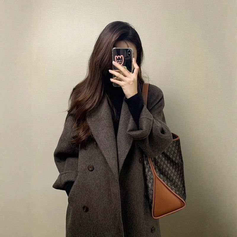 Women's Clothing Women's Clothing Melard Fashion High-End Wool Coat For Women, Autumn And Winter Thickened Over-the-Knee Mid-Length Korean Style W_voghion.com