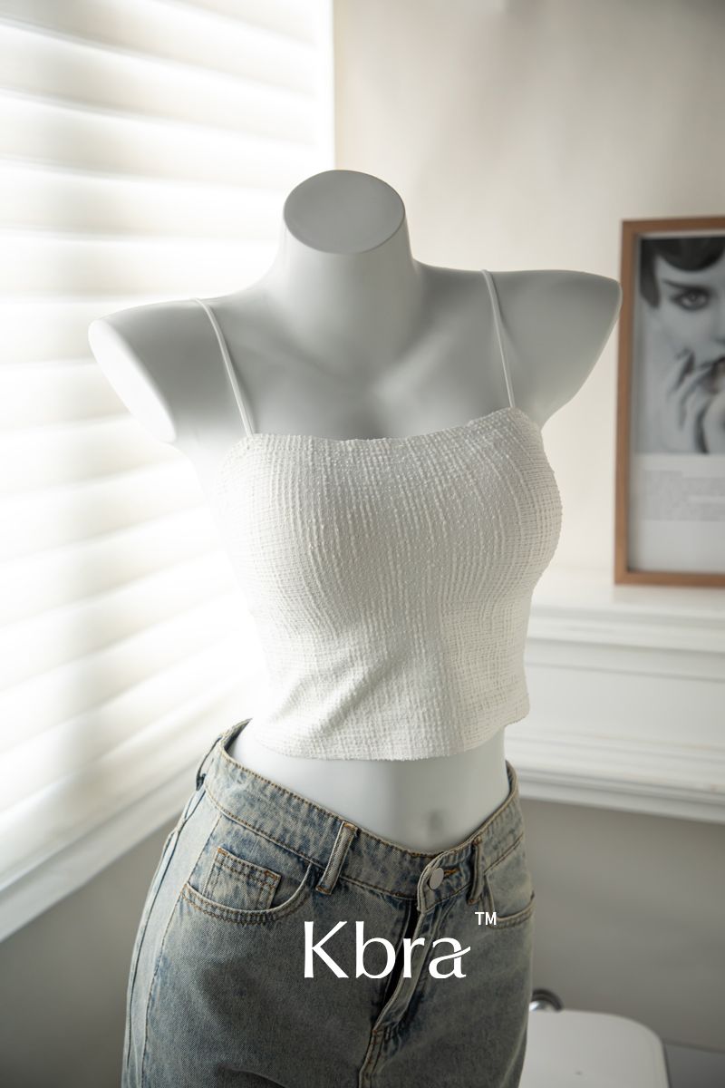 Canotta da donna in stile classico KBRA, reggiseno imbottito monopezzo, intimo con spalline sottili, top a tubino_voghion.com