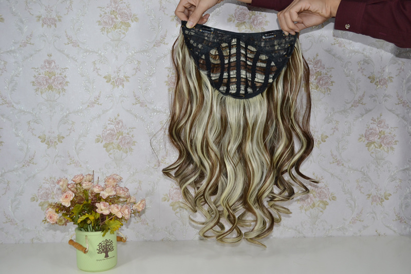 Synthetic hair U-shaped half head wig for women's medium large wave pear curl with natural fluffy long curly hair_voghion.com