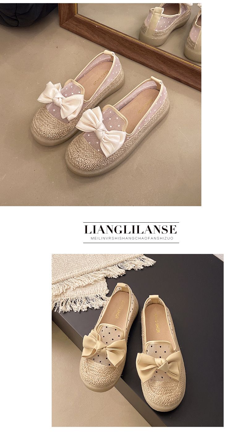 Evening Wind Single Shoes Women's Spring One-pedal Loafer Fisherman Shoes Thick-soled Breathable Mesh Doudou Shoes_voghion.com