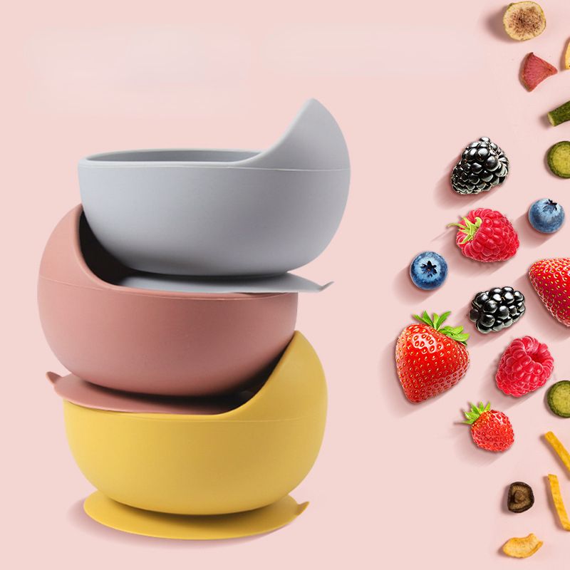 Conjunto de alimentação de bebê de silicone sem BPA, tigela de sucção, prato de jantar, canudo, copo, colher, garfos para crianças, utensílios de mesa para bebês, pratos infantis_voghion.com