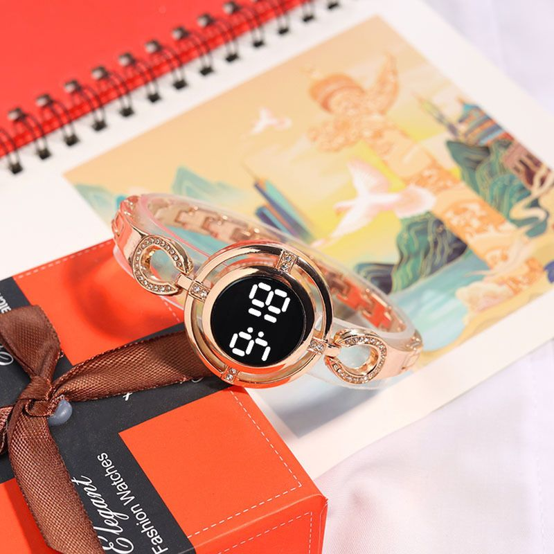 Yamaler Women Wristwatch Round Dial LED Night Light Touch Screen Accurate Time Display Scratch-resistant Smooth Surface_voghion.com