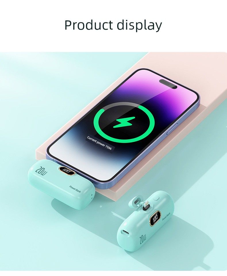 Beweegbar Power Bank Mat Kabel Portable Pocket Kapselen_voghion.com