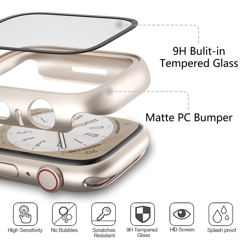 Glass+Cover For Apple Watch case 8 7 6 SE 5 3 iWatch Accessorie Screen Protector Apple watch serie 45mm 41mm 44mm 40mm 42mm 38mm_voghion.com