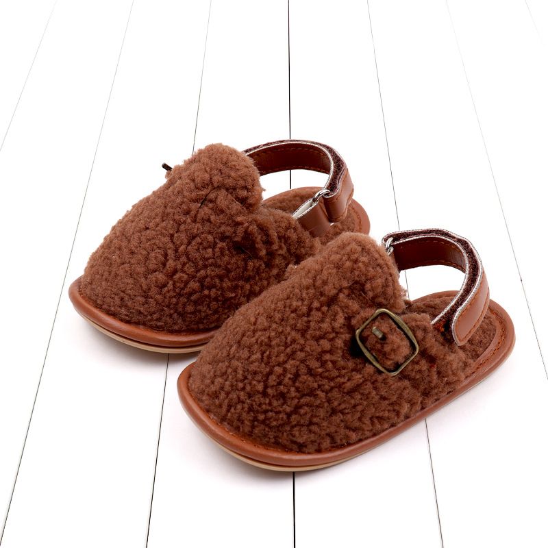 Autumn and winter new lamb wool walking 0-12 months Velcro baby hairy shoes BNB3132_voghion.com