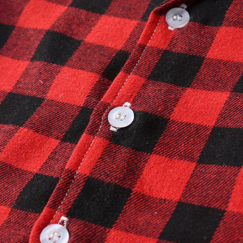 Autumn And Winter Homewear Children's Spring And Autumn Lapel Single-breasted Plaid Long-sleeved Pajamas Set_voghion.com
